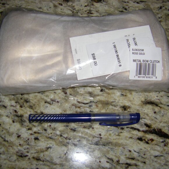 Betsey Johnson Kitsch Metal Bow Clutch Rose Gold Small Size NWT - Picture 12 of 16